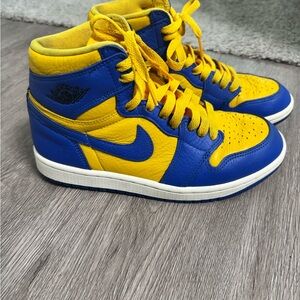 Nike Air Jordan’s Kids Blue and Yellow Sneakers